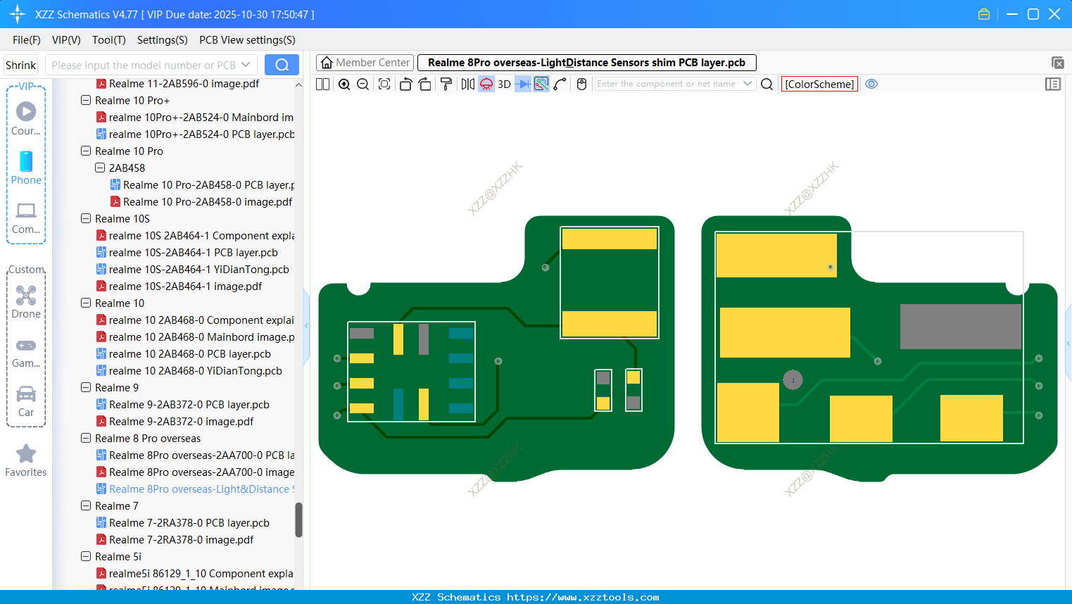 Realme 8Pro Overseas-Light&Distance Sensors Shim PCB Layer